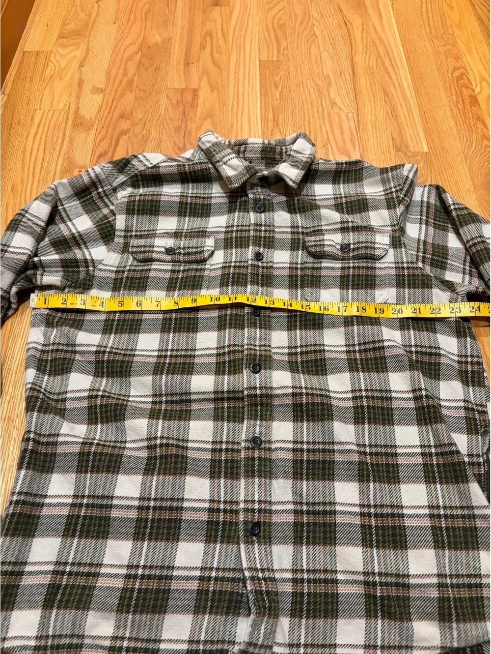 Men's Orvis Heavyweight Flannel Shirt/Shacket plaid green cream XL pockets